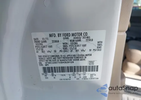 2011 Ford Escape Limited from USA, damaged, VIN 1FMCU0E7XBKB29129